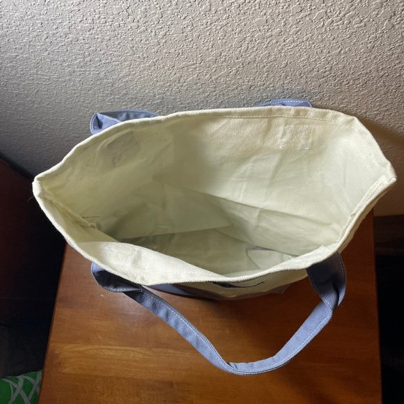 Vintage 1990’s MARTHA STEWART LIVING Blue and Cream Canvas Tote Bag - Picture 7 of 7